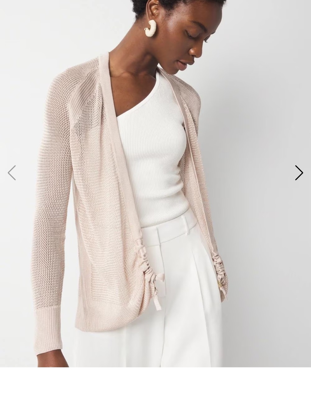 White House Black Market Blush Open-Front Knit Cardigan
